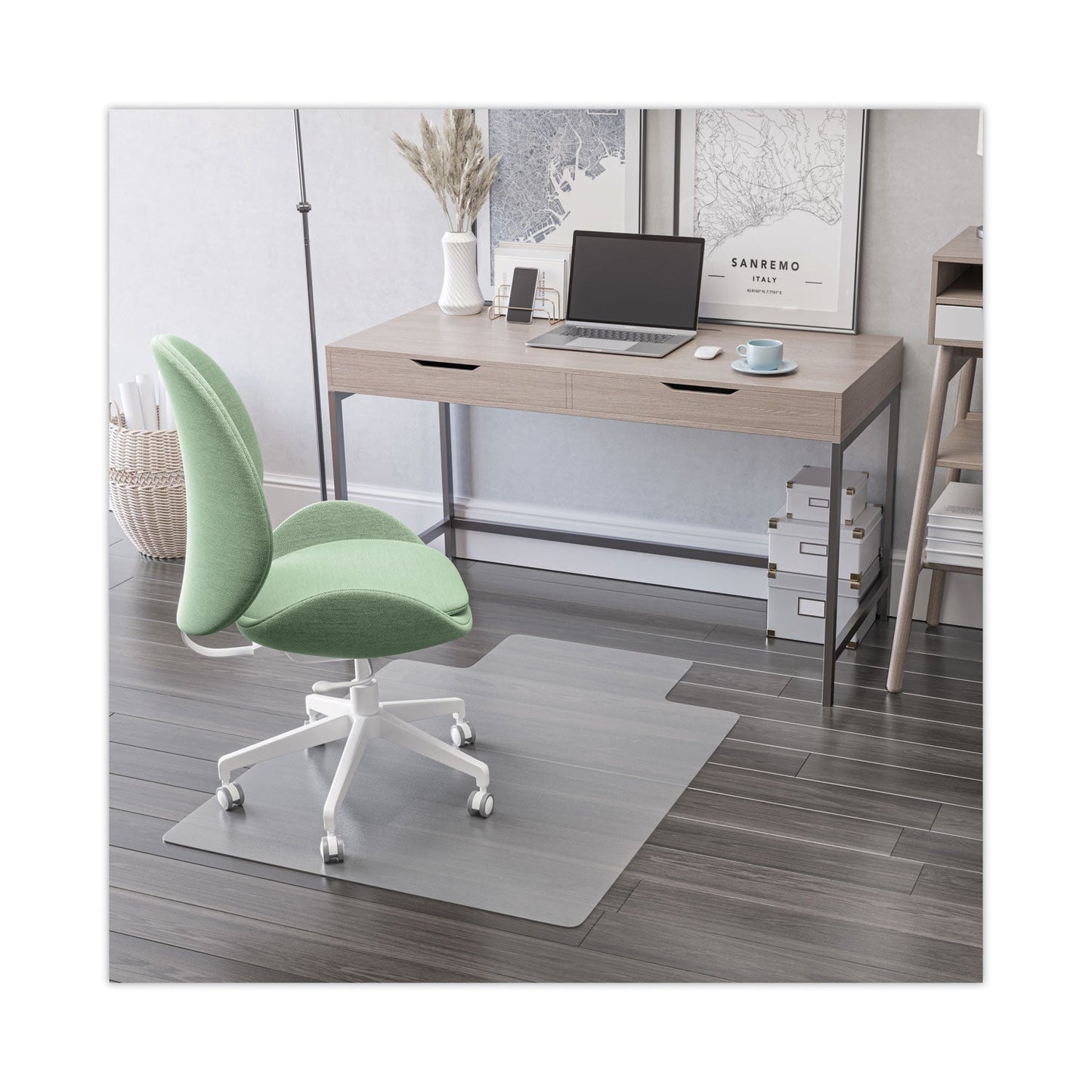 deflecto EconoMat All Day Use Chair Mat for Hard Floors, Lip, 46 x 60, Low Pile, Clear