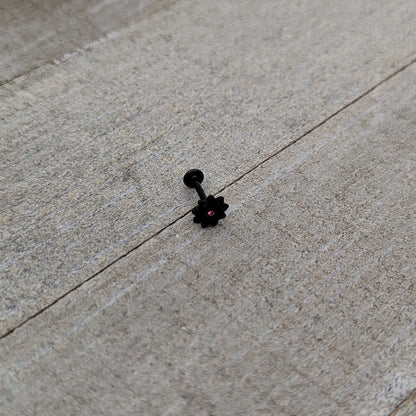 16G 5/16 Pink Gem Black Midnight Flower Labret Monroe Tragus