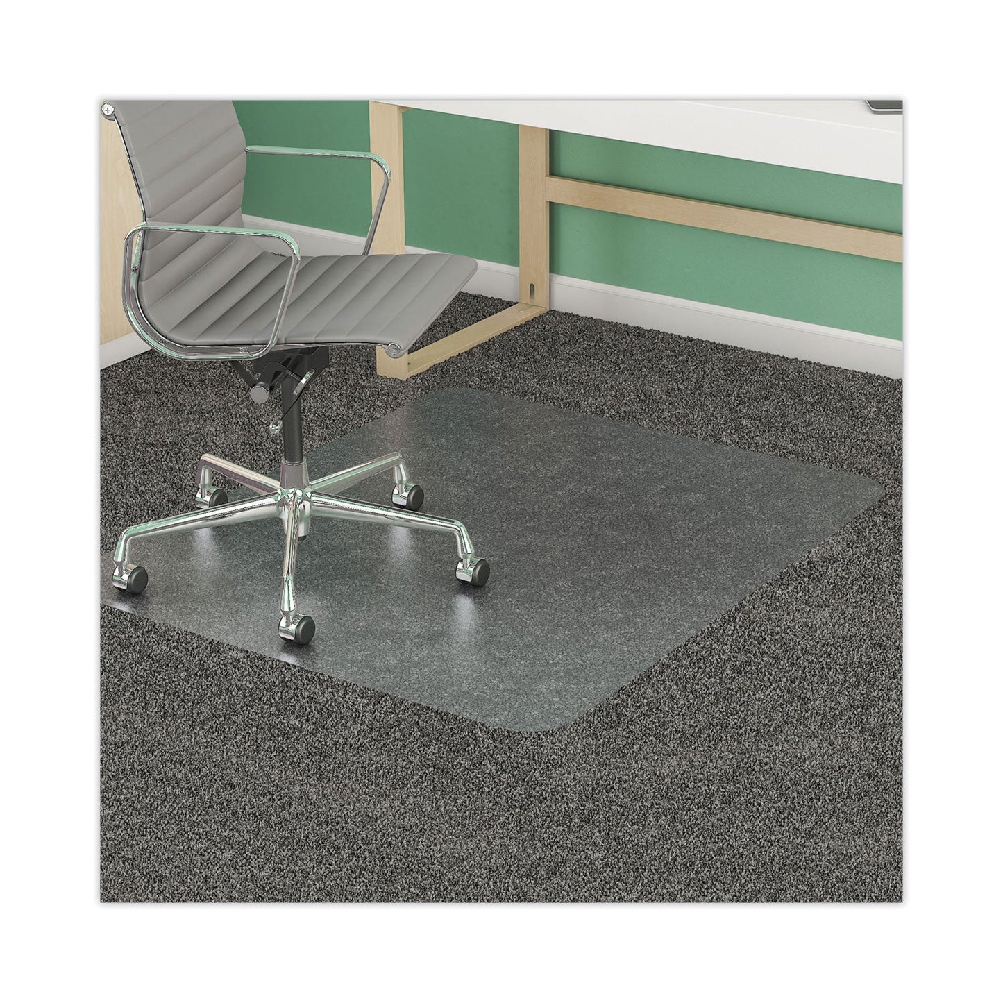 deflecto SuperMat Frequent Use Chair Mat, Med Pile Carpet, Flat, 45 x 53, Rectangular, Clear