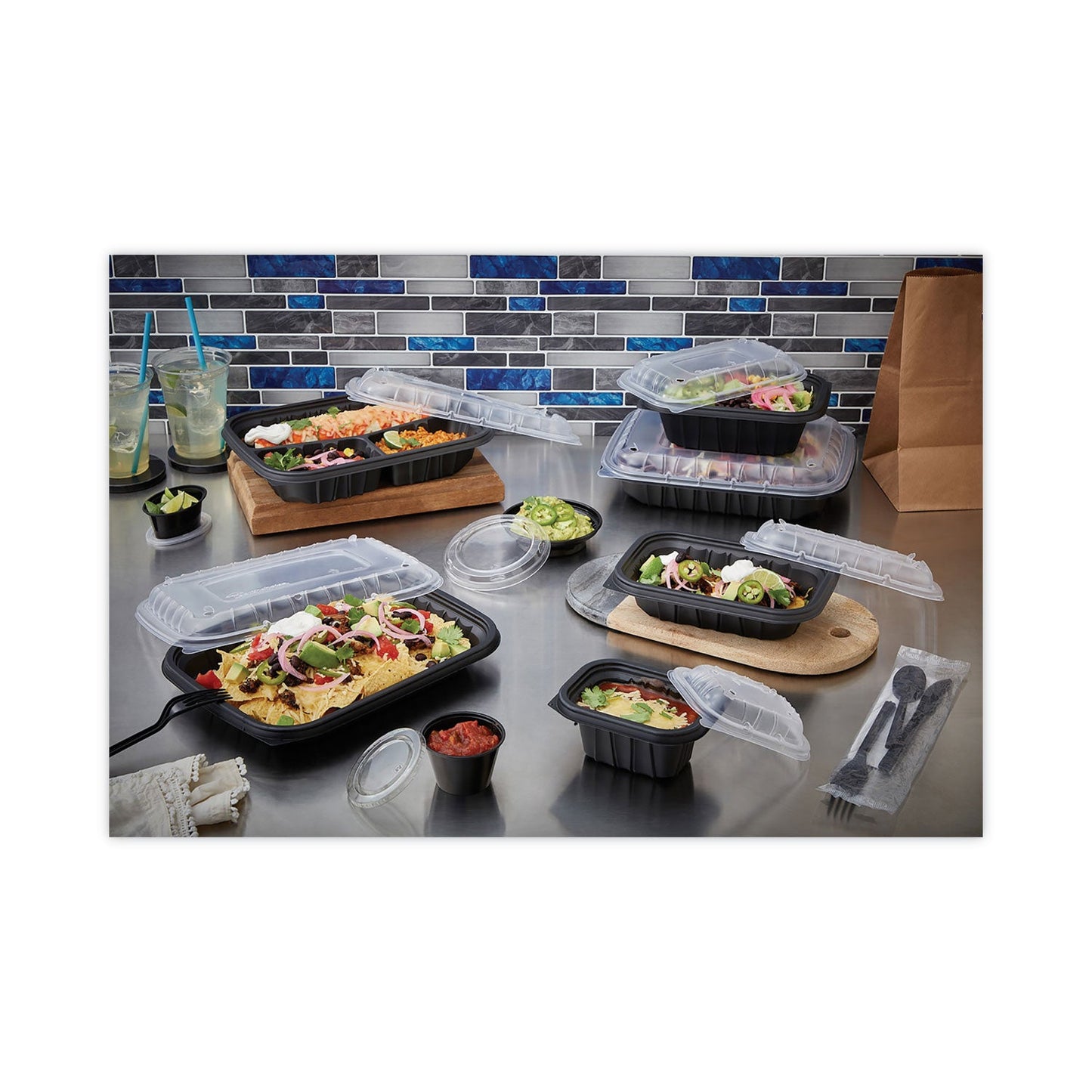 Pactiv Evergreen EarthChoice Entree2Go Takeout Container, 12 oz, 5.65 x 4.25 x 2.57, Black, Plastic, 600/Carton