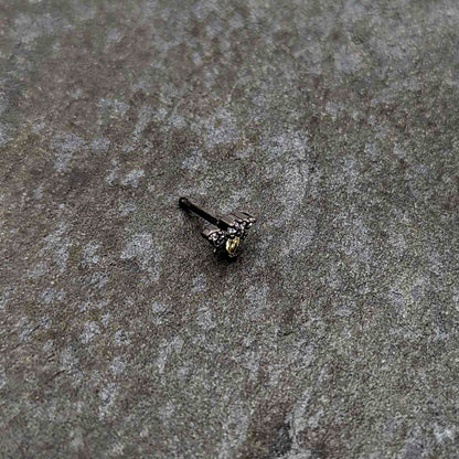 20G 1/4 Clear Yellow Gem Black Butterfly Nose Bone