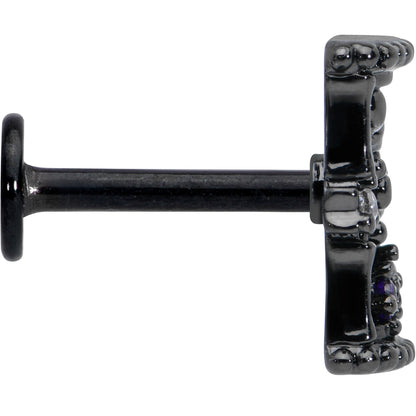 16G 5/16 Purple Gem Black Gothic Hourglass Labret Monroe Tragus