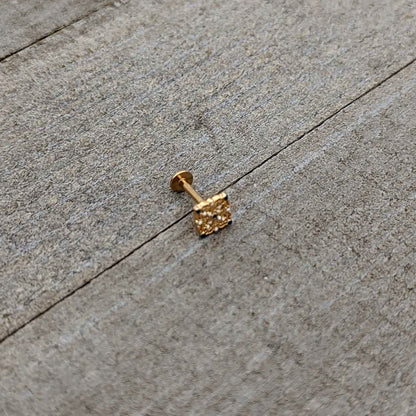 16G 5/16 Blue Gem Gold Tone Lacy Rhombus Labret Monroe Tragus