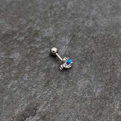 16G 1/4 Blue Synthetic Opal Style Flower Cartilage Tragus Earring