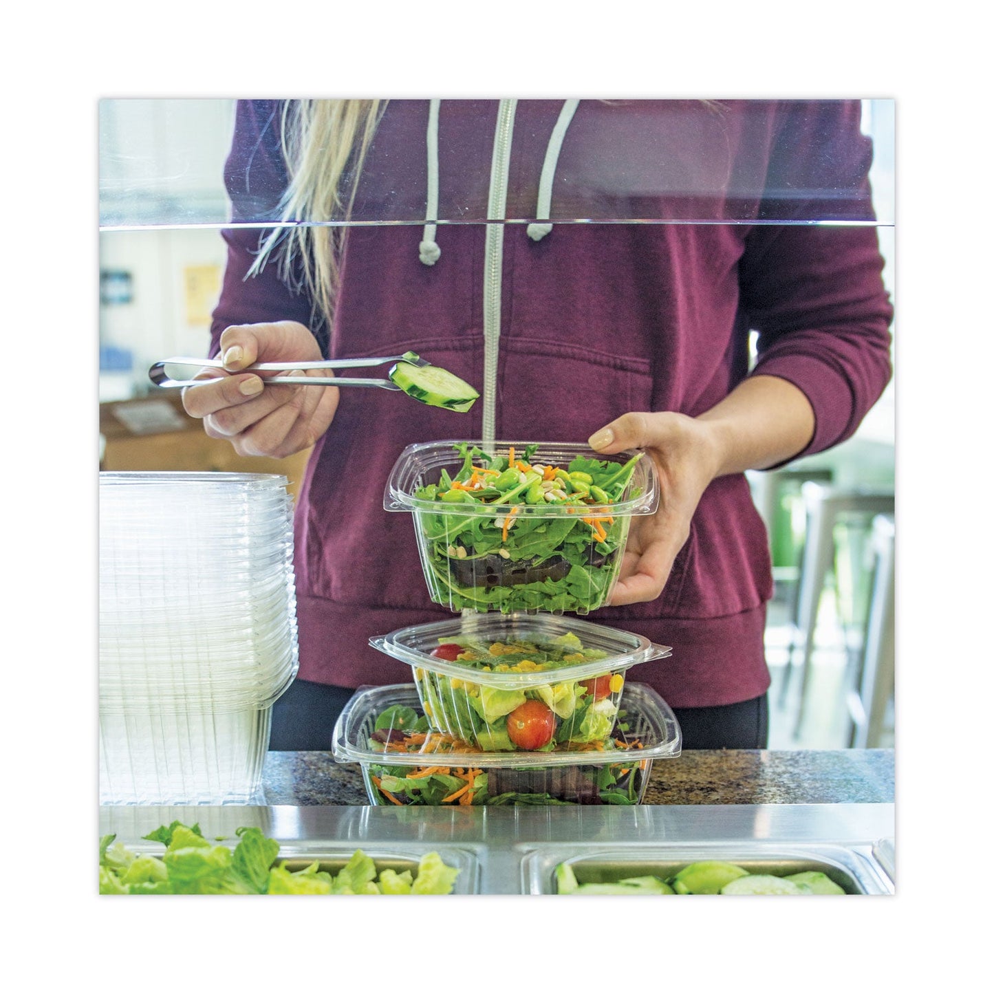 World Centric PLA Rectangular Deli Containers, 16 oz, 4.8 x 5.9 x 2.8, Clear, Plastic, 900/Carton