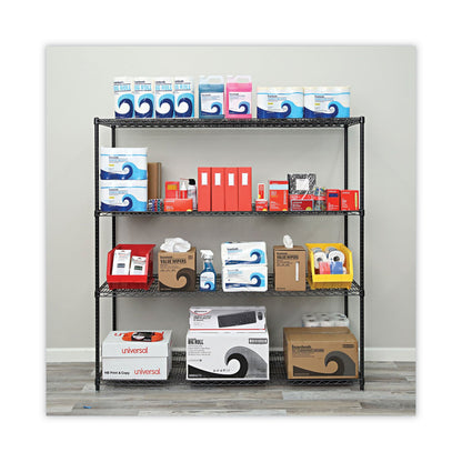 Alera BA Plus Wire Shelving Kit, Four-Shelf, 72w x 24d x 72h, Black Anthracite Plus