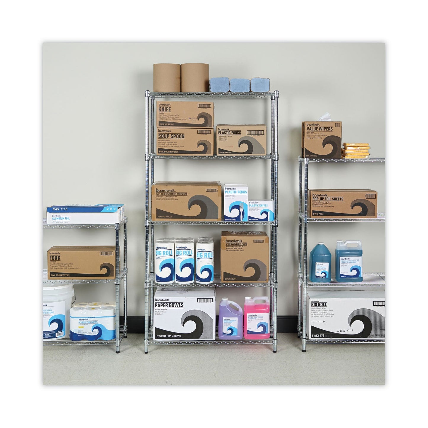 Alera Residential Wire Shelving, Five-Shelf, 36w x 14d x 72h, Silver