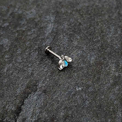 16G 5/16 White Synthetic Opal Flower Labret Monroe Tragus