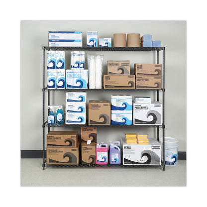 Alera BA Plus Wire Shelving Kit, Four-Shelf, 72w x 18d x 72h, Black Anthracite Plus