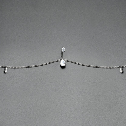 Clear Gem Double Drop Double Mount Belly Ring Belly Chain