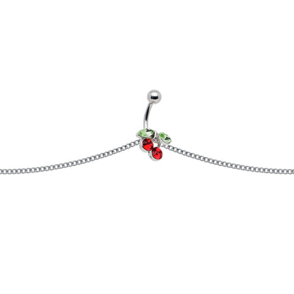 Red Green Gem Cheery Cherries Fruit Belly Ring Belly Chain