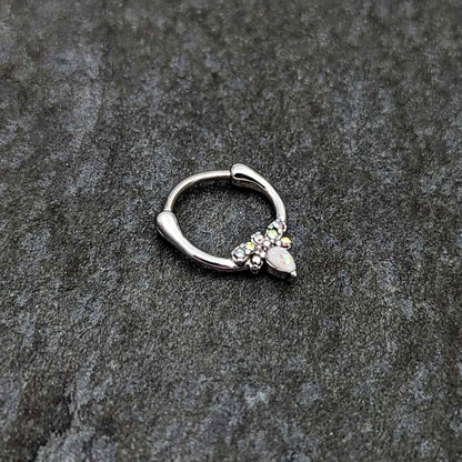 16G 5/16 White Faux Opal Bee Glamour Cartilage Clicker