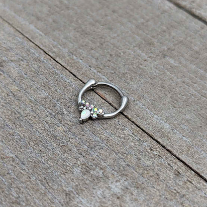 16G 5/16 White Faux Opal Bee Glamour Cartilage Clicker