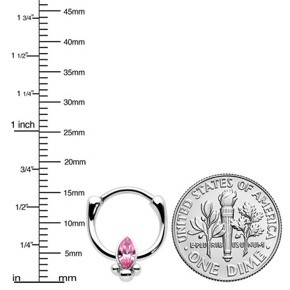 16G 5/16 Pink Gem Deco Oval Cartilage Clicker