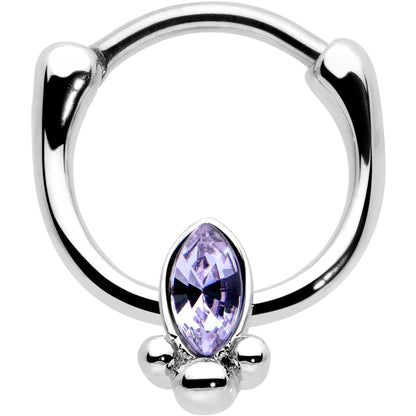16G 5/16 Purple Gem Deco Oval Cartilage Clicker