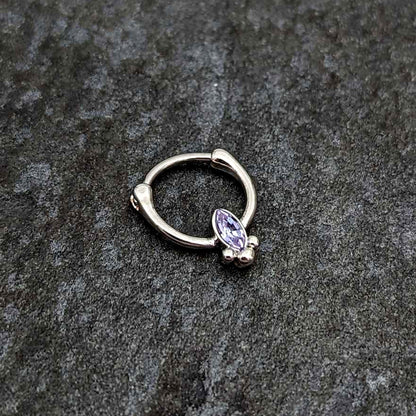 16G 5/16 Purple Gem Deco Oval Cartilage Clicker