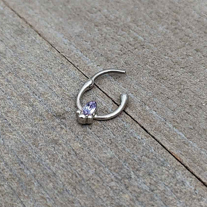16G 5/16 Purple Gem Deco Oval Cartilage Clicker