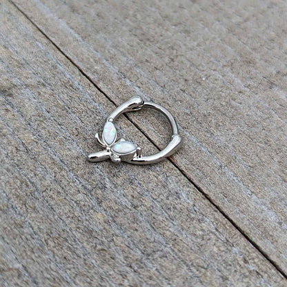 16G 5/16 White Faux Opal Simple Style Dragonfly Cartilage Clicker