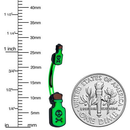 Green Poison Bottle Glow in the Dark Halloween Double Mount Belly Ring