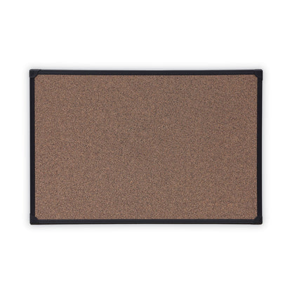 Universal Tech Cork Board, 36 x 24, Cork, Black Plastic Frame