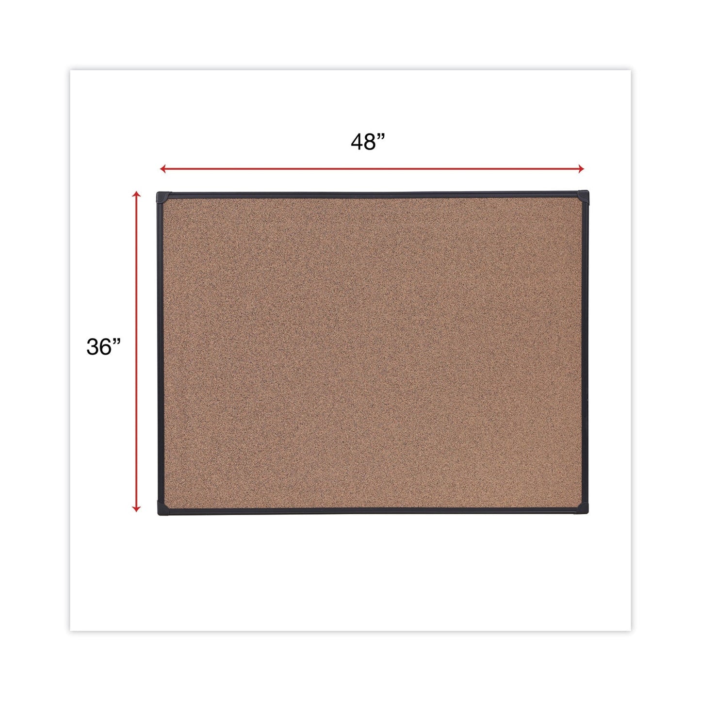 Universal Tech Cork Board, 48 x 36, Cork, Black Frame