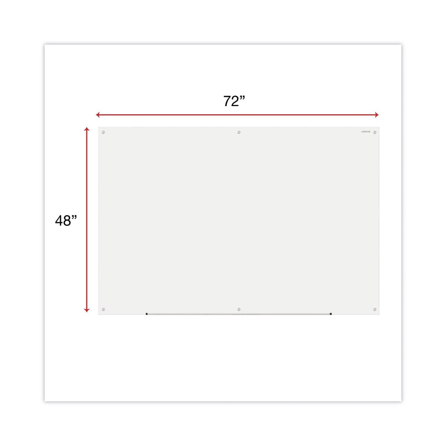 Universal Frameless Glass Marker Board, 72" x 48", White