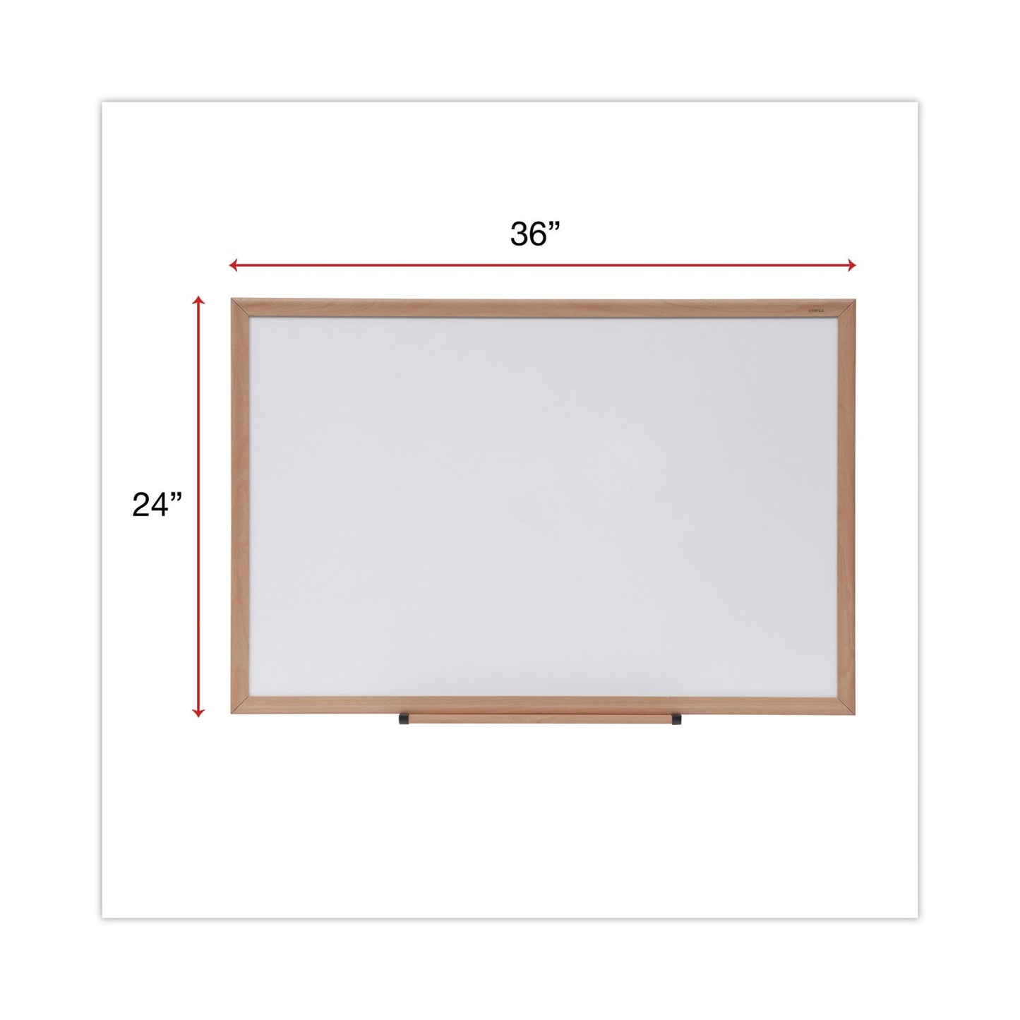 Universal Dry Erase Board, Melamine, 36 x 24, Oak Frame