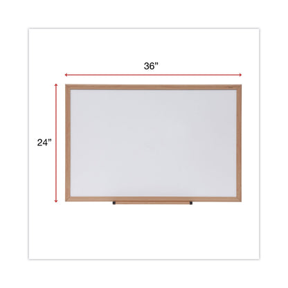 Universal Dry Erase Board, Melamine, 36 x 24, Oak Frame