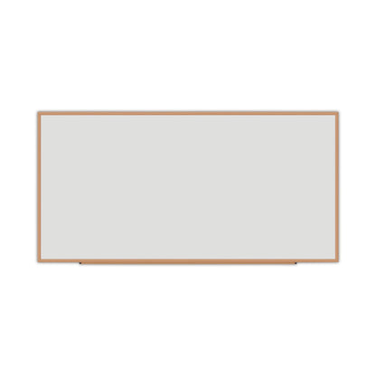 Universal Dry-Erase Board, Melamine, 96 x 48, White, Oak-Finished Frame