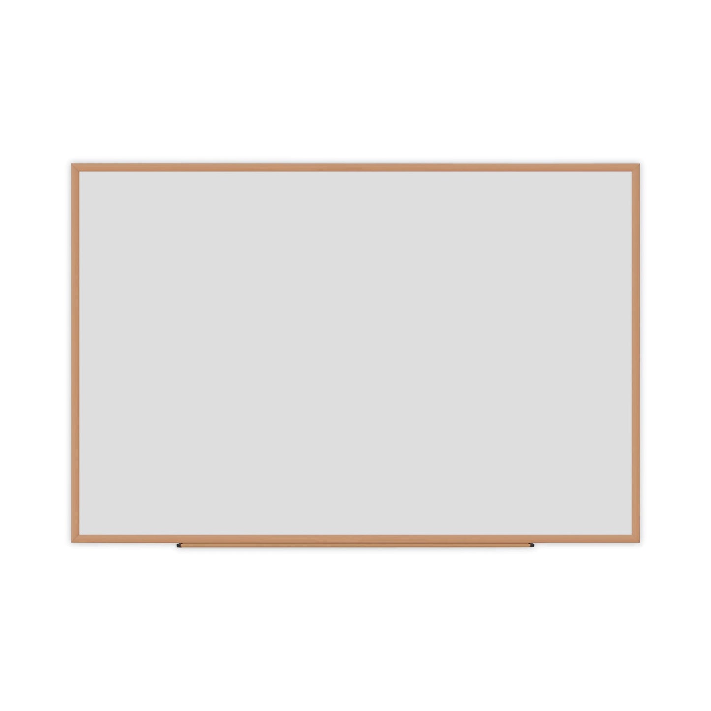 Universal Dry-Erase Board, Melamine, 72 x 48, White, Oak-Finished Frame