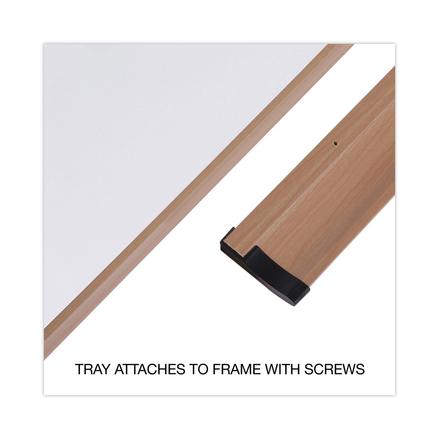Universal Dry-Erase Board, Melamine, 72 x 48, White, Oak-Finished Frame