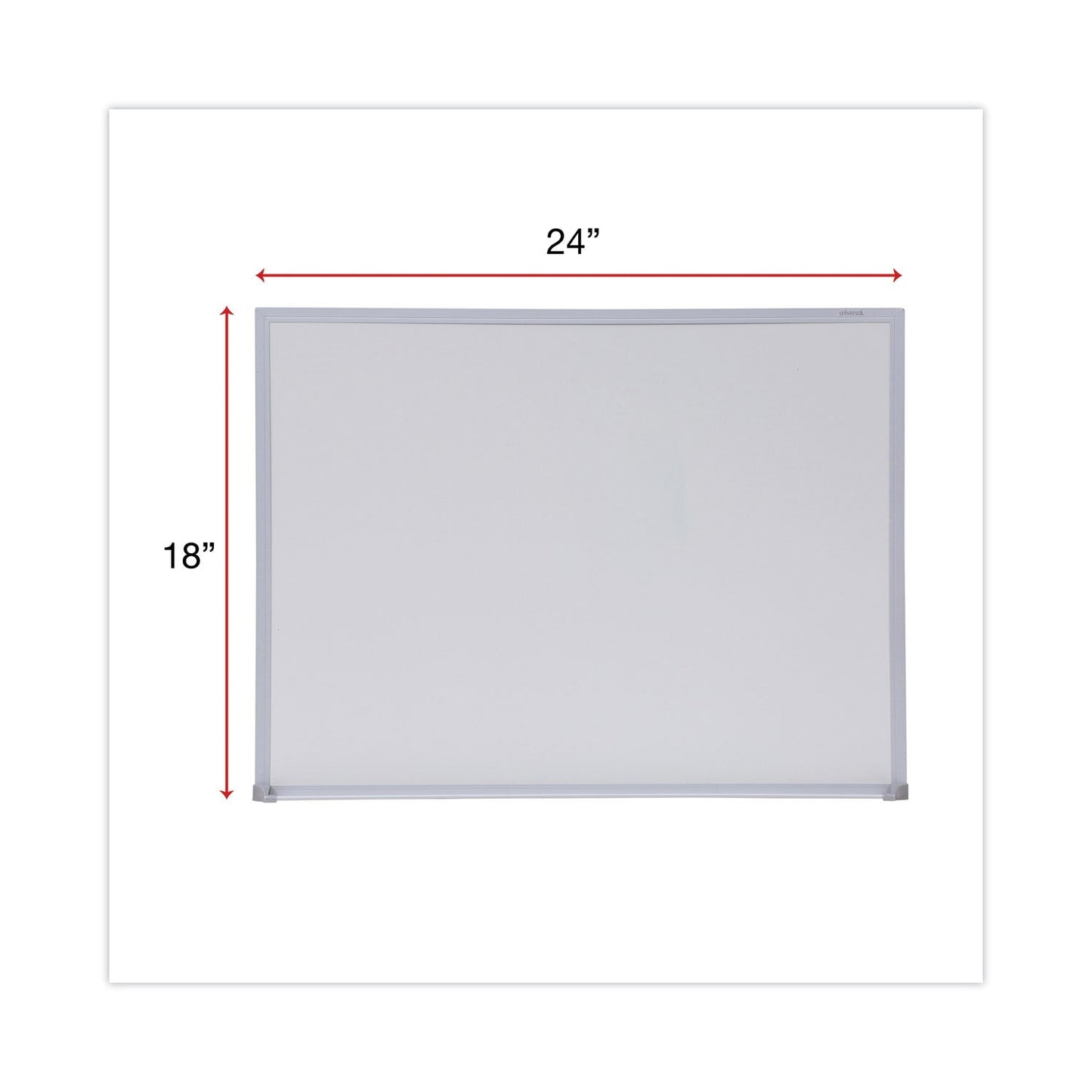 Universal Dry-Erase Board, Melamine, 24 x 18, Satin-Finished Aluminum Frame