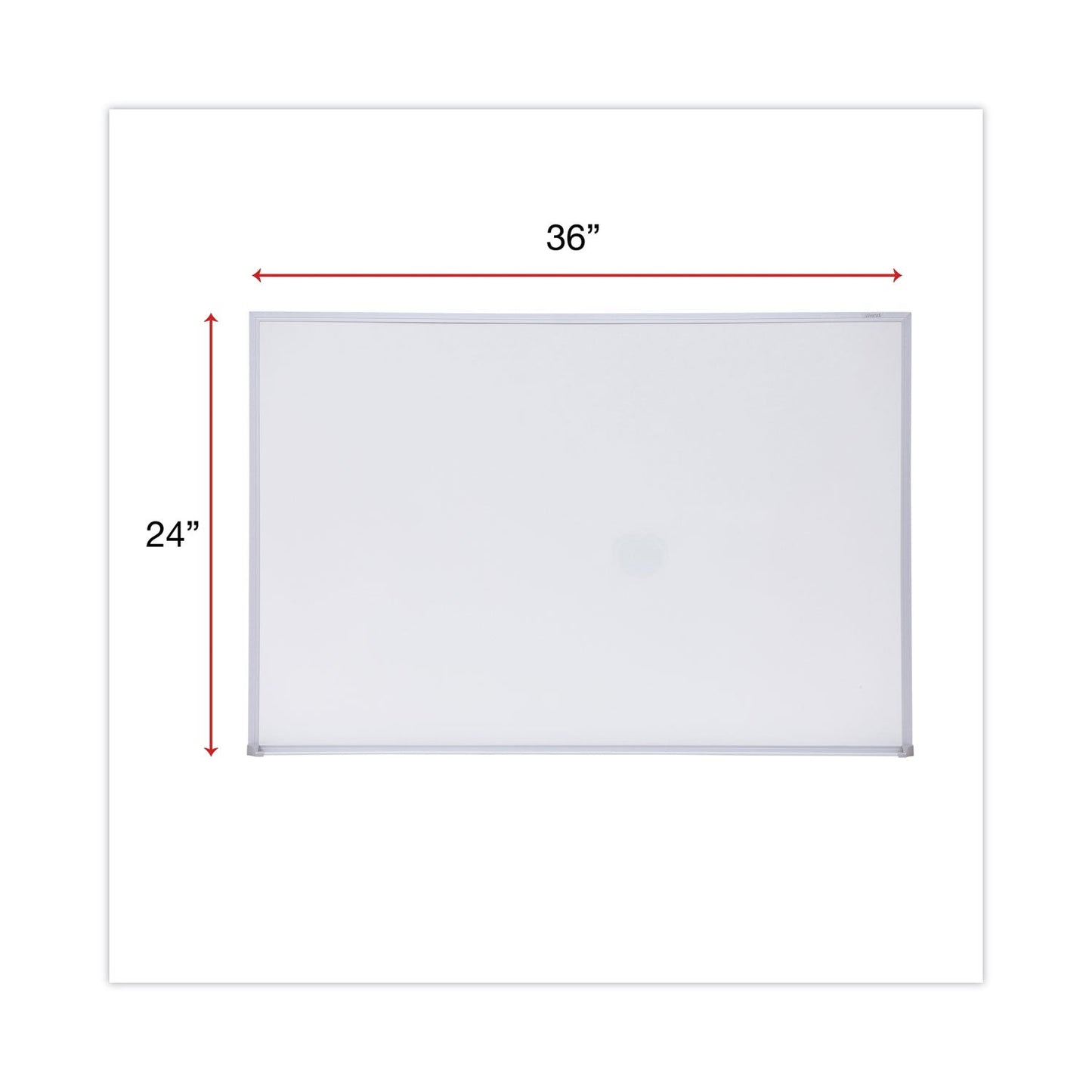 Universal Dry Erase Board, Melamine, 36 x 24, Satin-Finished Aluminum Frame