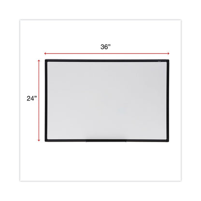 Universal Dry Erase Board, Melamine, 36 x 24, Black Frame