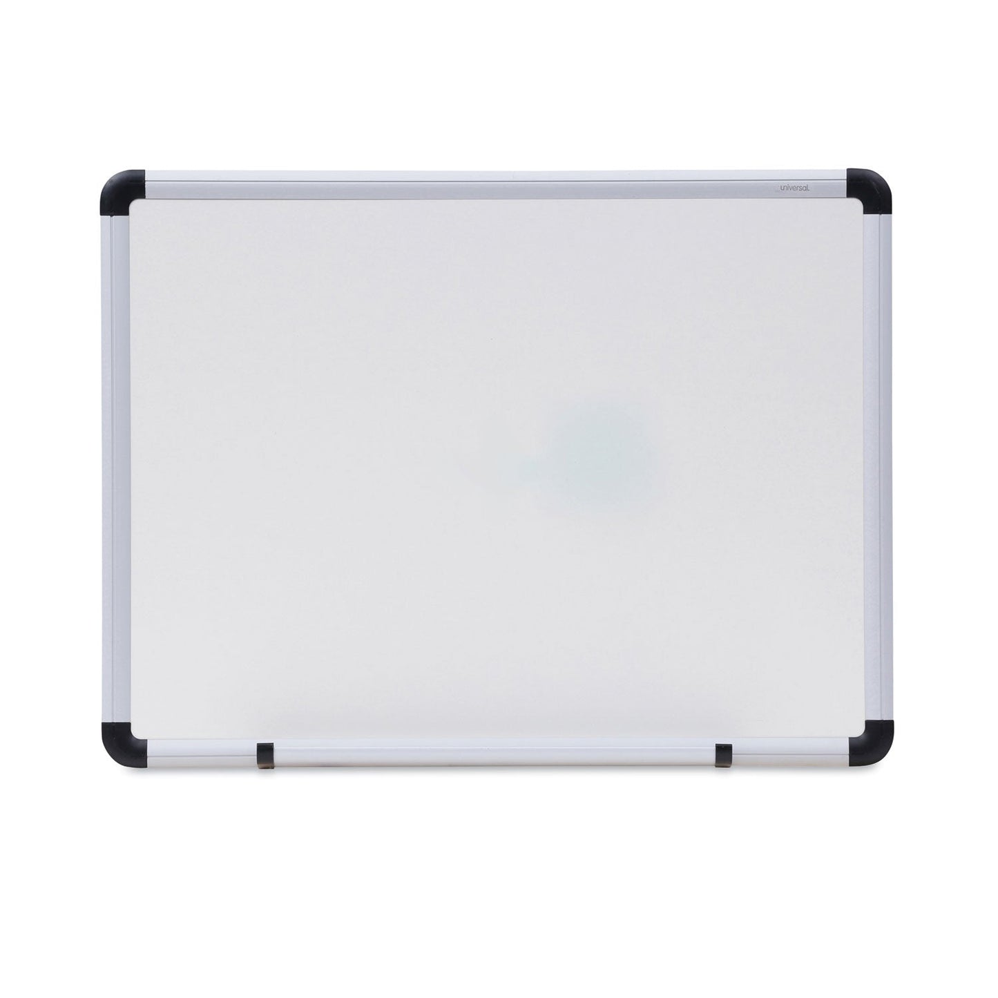 Universal Dry Erase Board, Melamine, 24 x 18, White, Black/Gray, Aluminum/Plastic Frame