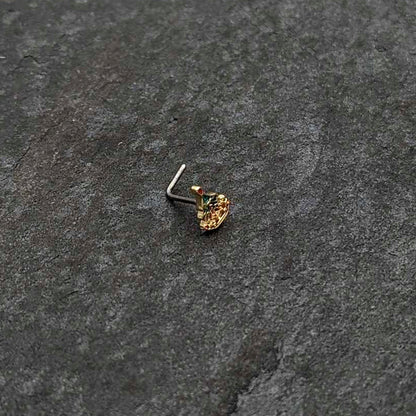 20G 7mm Red Gem Deco Holiday Tree Golden L Shape Nose Ring
