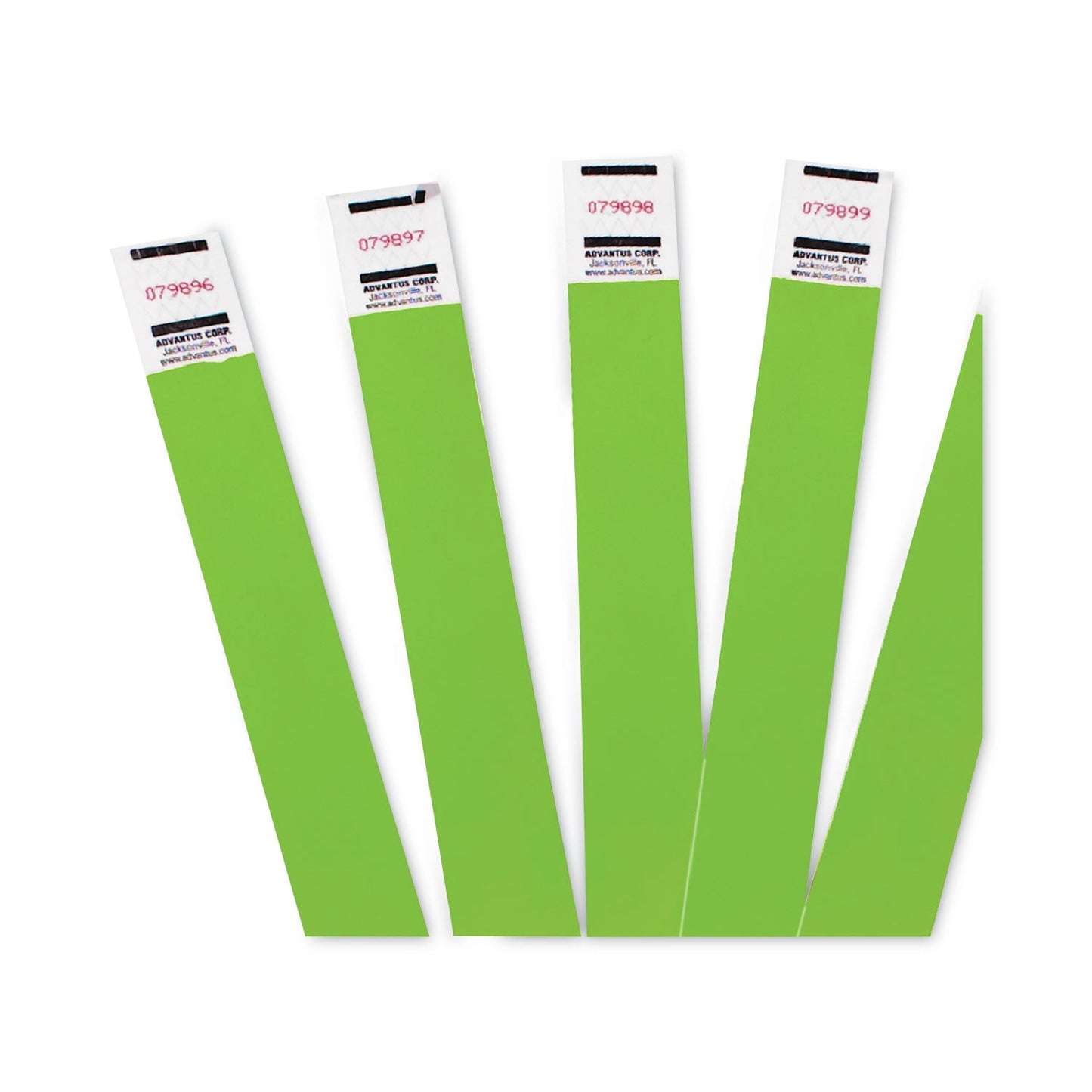 Advantus Crowd Management Wristbands, Sequentially Numbered, 9.75" x 0.75", Neon Green, 500/Pack