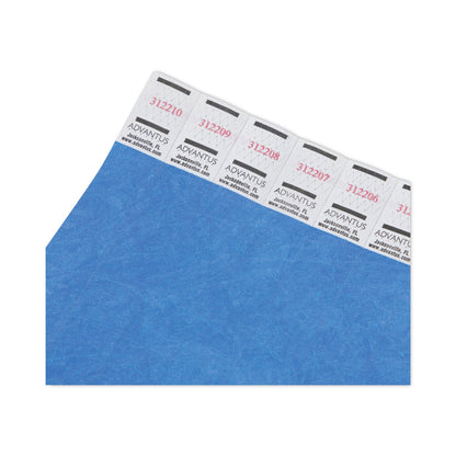 Advantus Crowd Management Wristbands, Sequentially Numbered, 9.75" x 0.75", Blue, 500/Pack