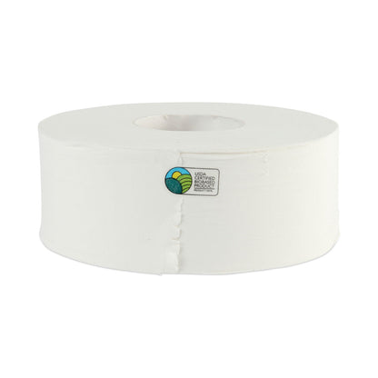 Boardwalk JRT Bath Tissue, Jumbo, Septic Safe, 2-Ply, White, 3.5" x 1,000 ft, 12 Rolls/Carton