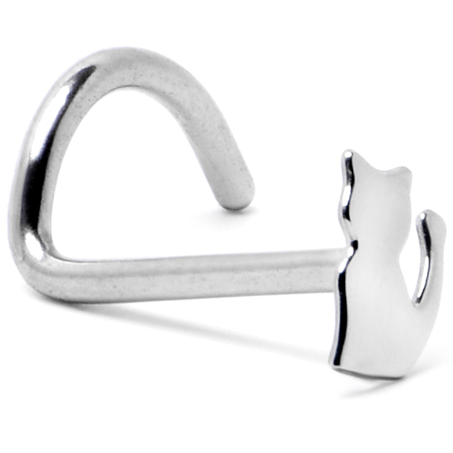 20G 1/4 Silhouette Kitty Cat Left Side Nose Screw