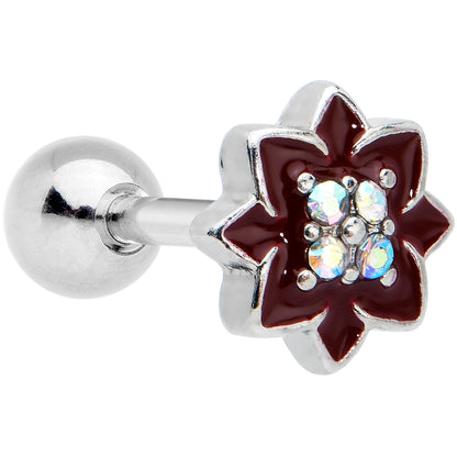 16G 1/4 Aurora Gem Poinsettia Flower Cartilage Tragus Earring