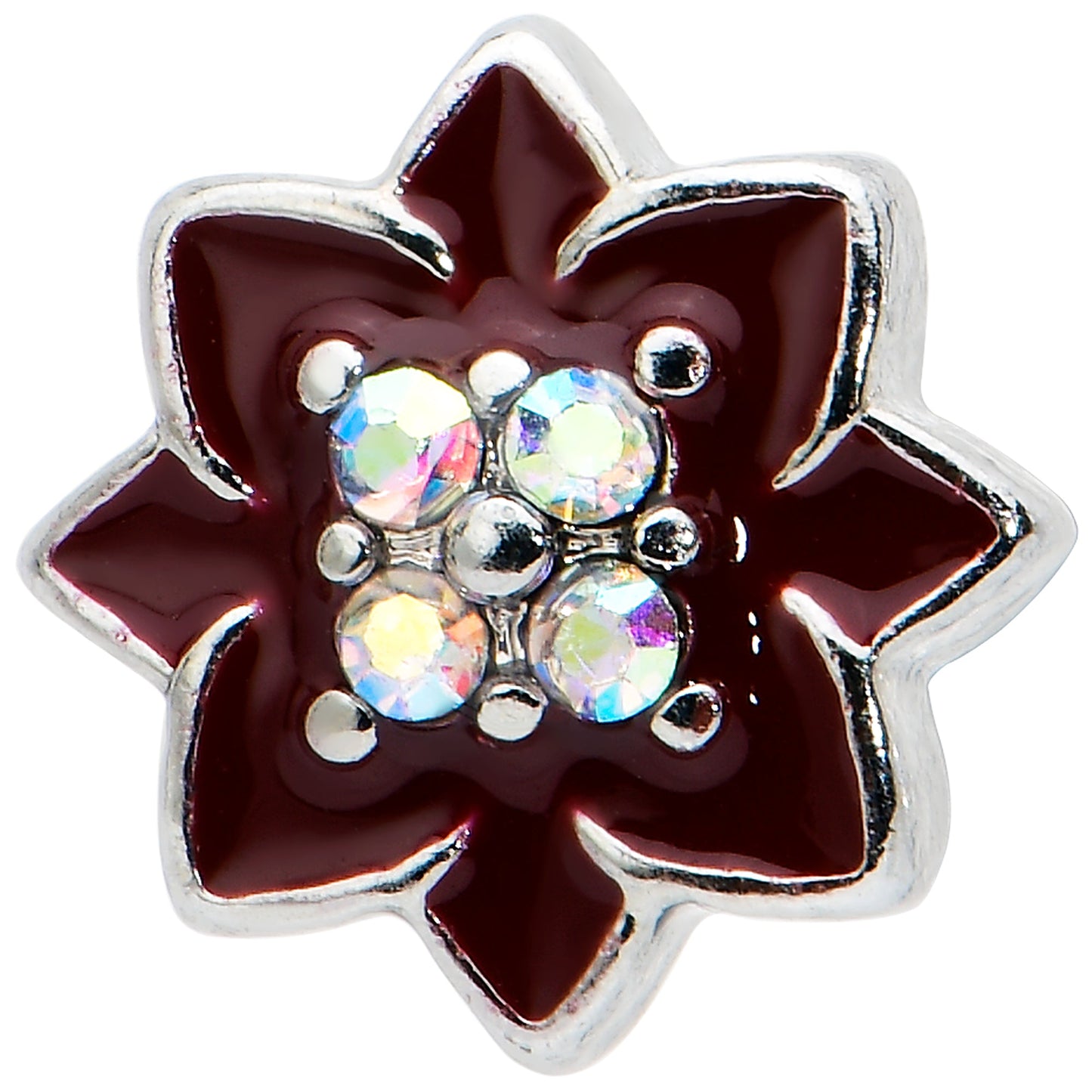 16G 1/4 Aurora Gem Poinsettia Flower Cartilage Tragus Earring