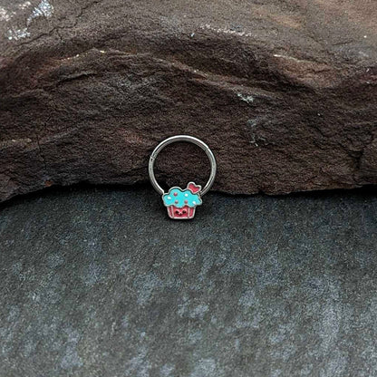 16G 3/8 Sweet Happy Cupcake Hinged Segment Ring