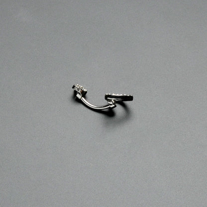 Clear Gem Open Heart Valentine Double Mount Belly Ring