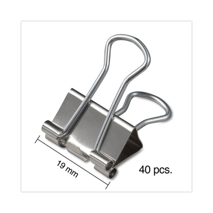 Universal Binder Clips with Storage Tub, Small, Silver, 40/Pack