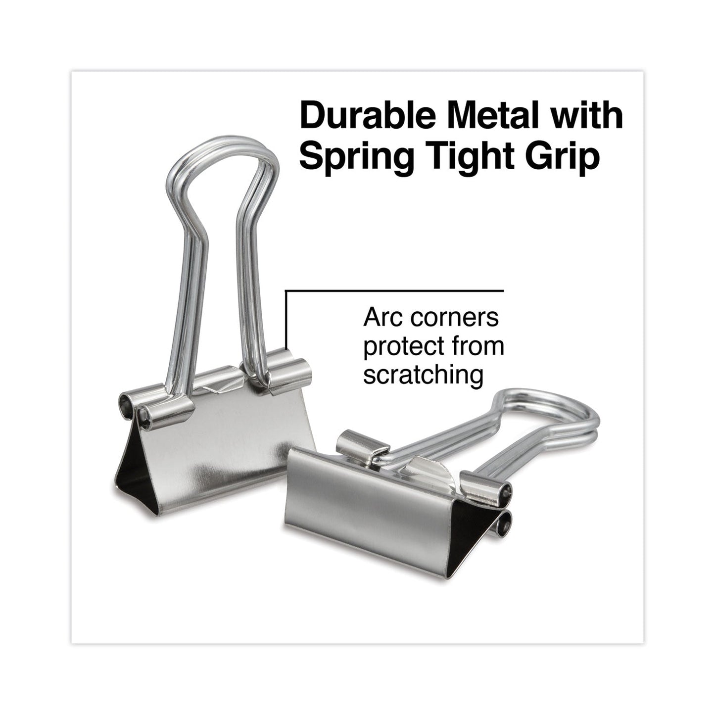 Universal Binder Clips with Storage Tub, Small, Silver, 40/Pack