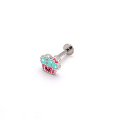 16G 5/16 Sweet Happy Cupcake Labret Monroe Tragus