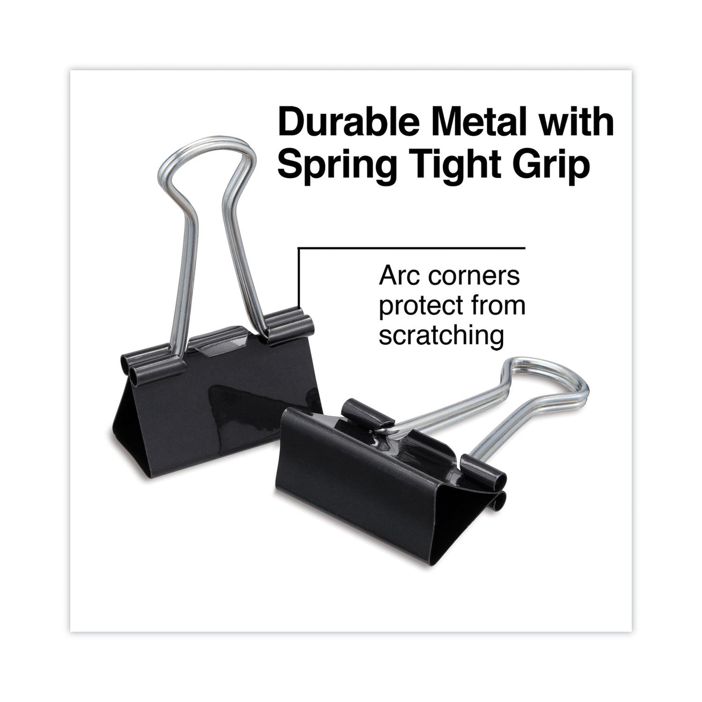 Universal Binder Clips with Storage Tub, Medium, Black/Silver, 24/Pack