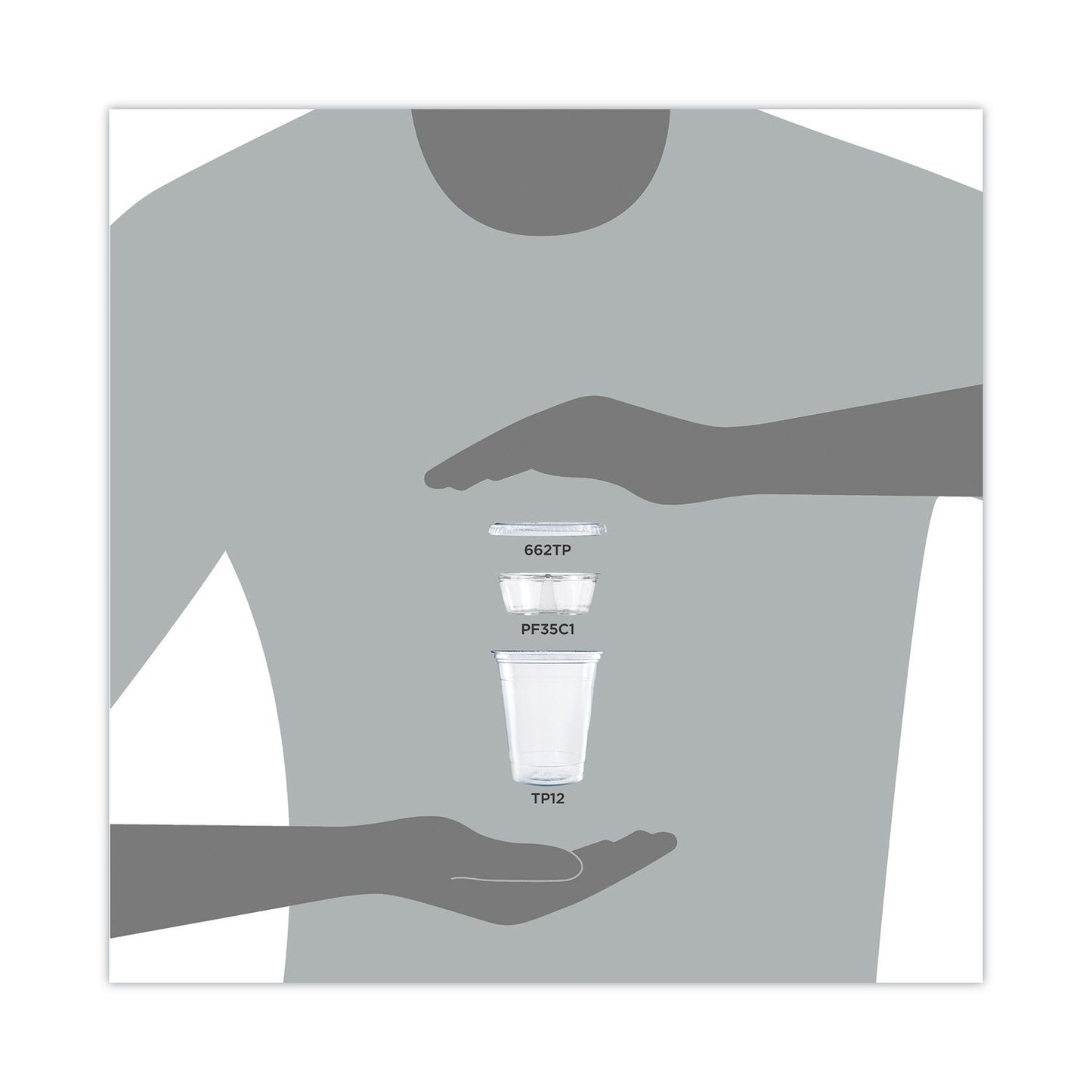 Dart Clear PET Cups with Single Compartment Insert, 12 oz, Clear, 500/Carton