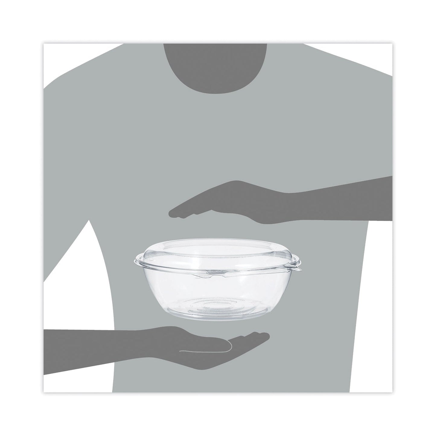 Dart Tamper-Resistant, Tamper-Evident Bowls with Dome Lid, 48 oz, 8.9" Diameter x 3.4"h, Clear, Plastic, 100/Carton